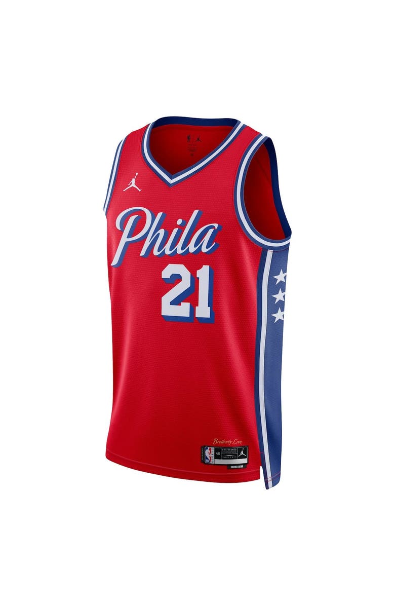 Jordan Brand Unisex Jordan Brand Joel Embiid Red Philadelphia 76ers Swingman Jersey - Statement Edition, Alternate, color, Red