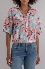 KUT from the Kloth Donna Floral Short Sleeve Button-Up Shirt