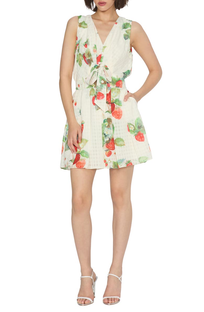 CIEBON Dale Strawberry Print Minidress, Main, color, Off White Multi