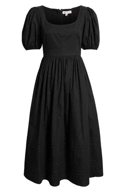 Moon River Exceptional Composure Black Long Sleeve Midi Dress In Black