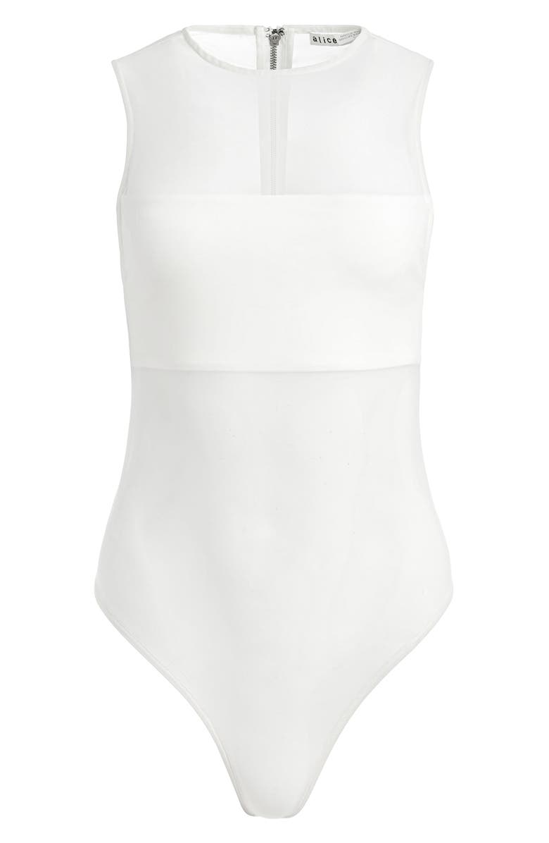Alice + Olivia Nichol Sleeveless Mesh Bodysuit, Alternate, color, 
