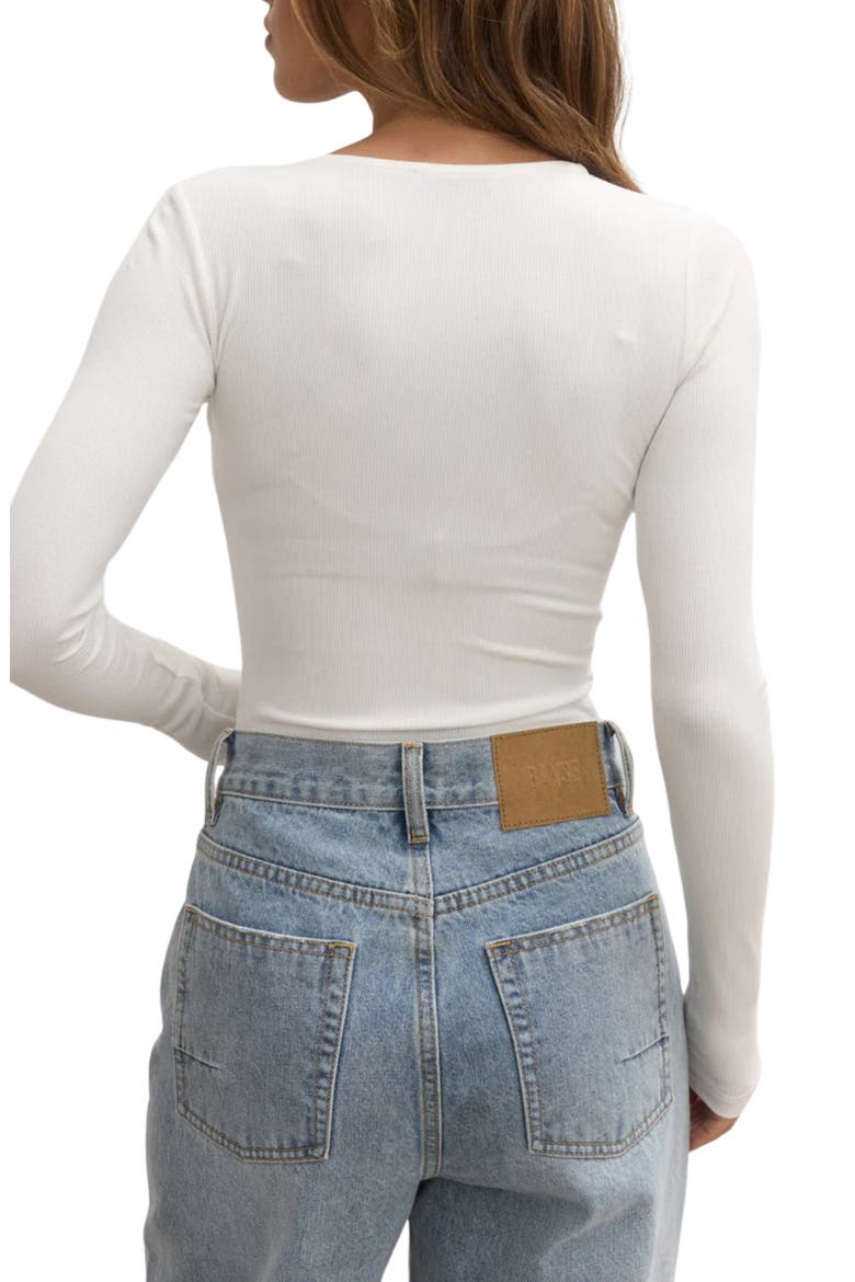 Lara Rib Henley Bodysuit, Alternate, color, WHITE