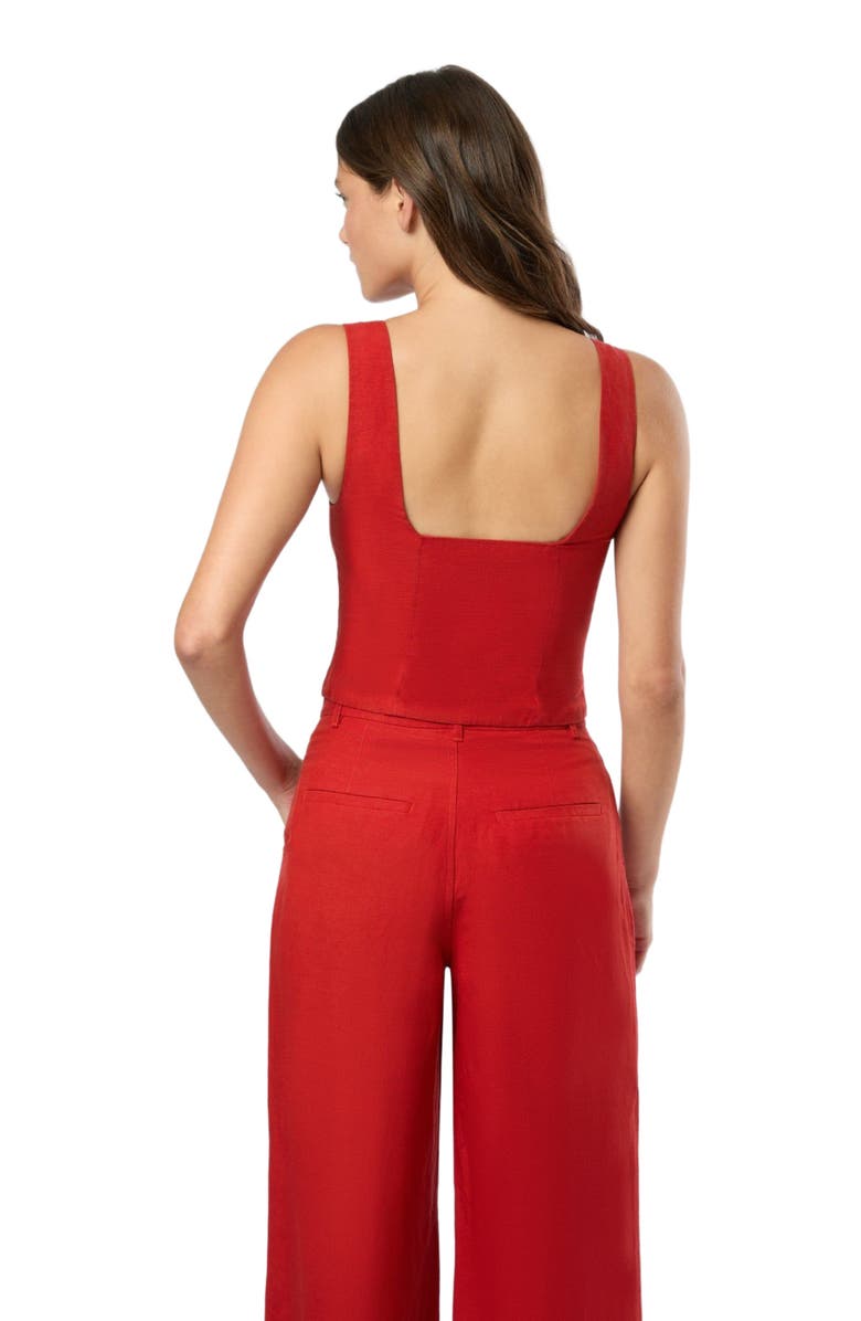 Onia Air Linen Square Neck Top, Alternate, color, Dark Red