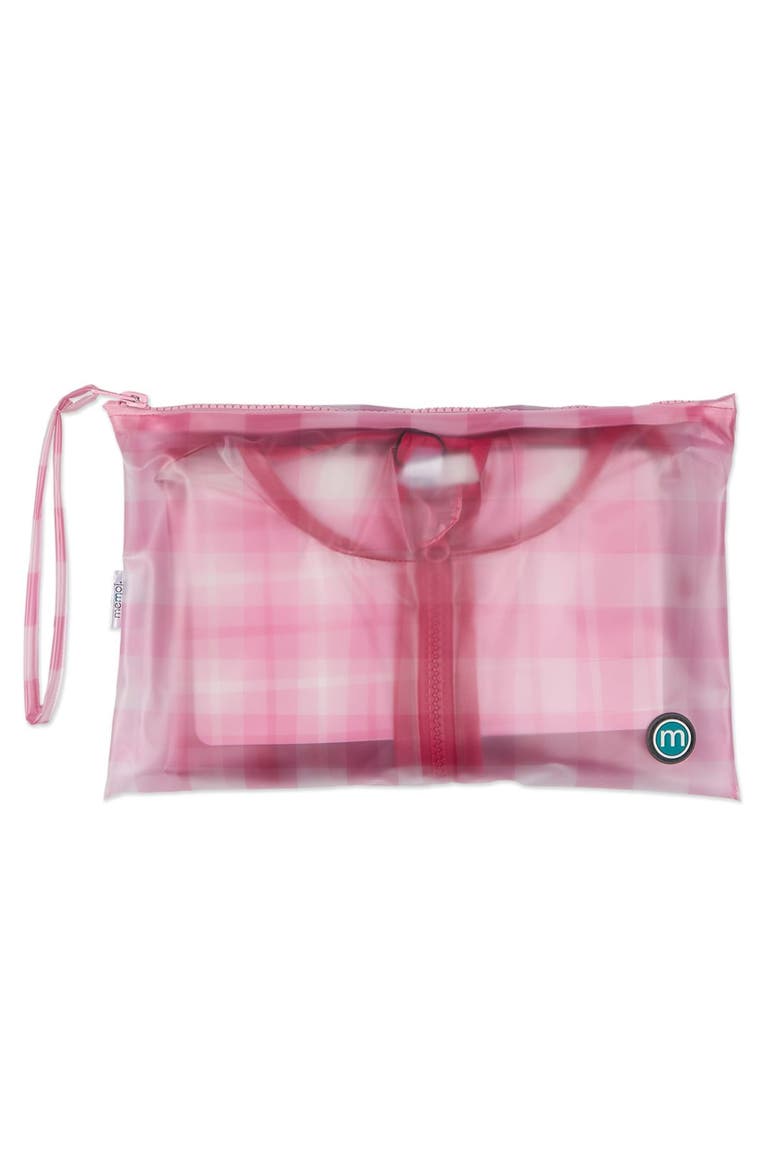 Kids Checkered Raincoat with Self-Storage Pouch, Alternate, color, Pink