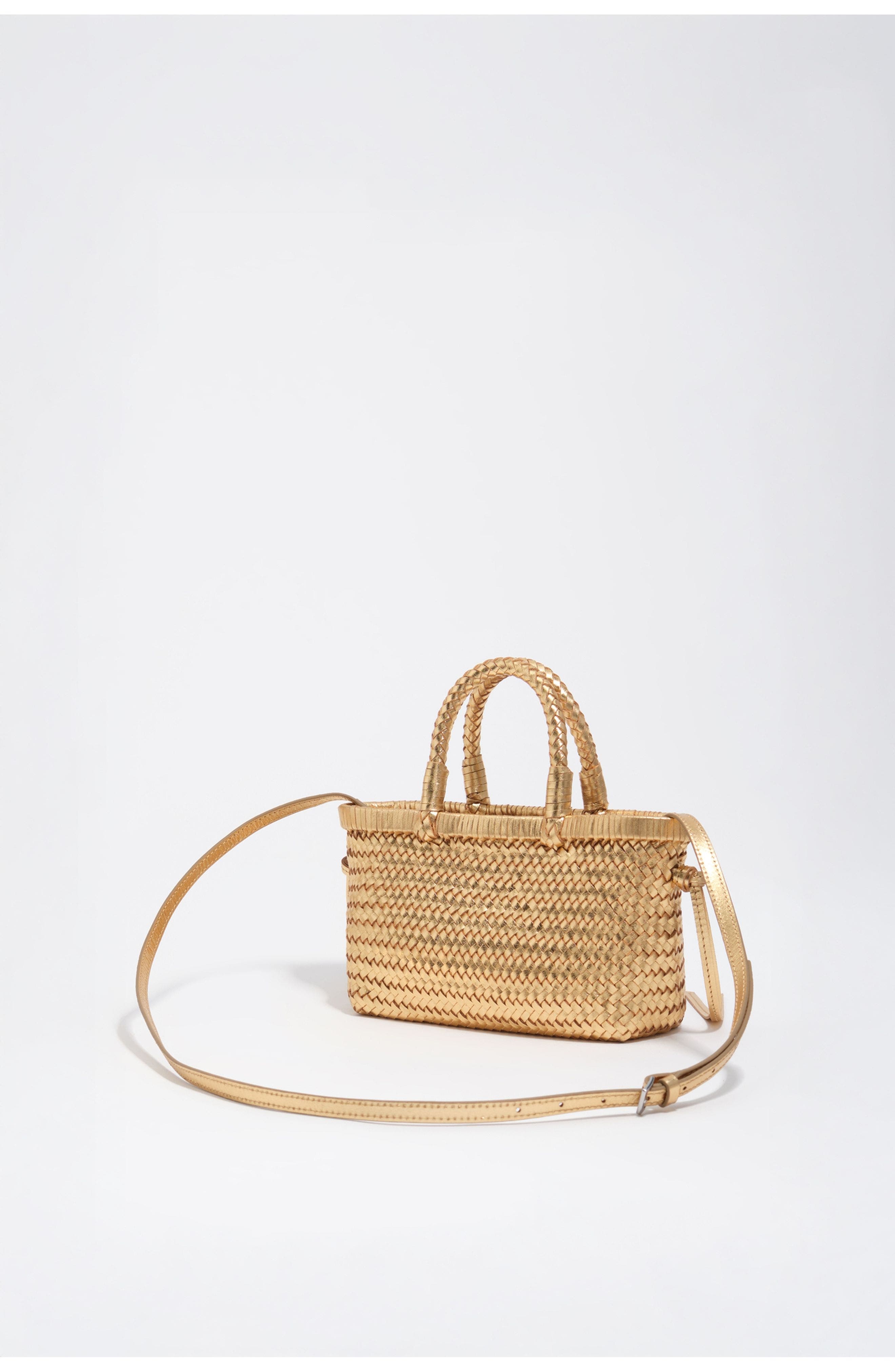 Bimba y Lola Plaited Leather XS Bag, Alternate, color, Gold