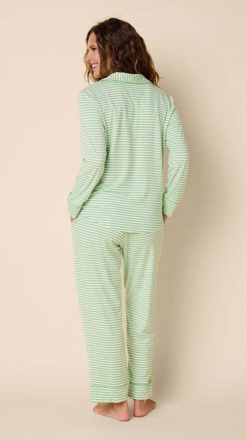 The Cat's Pajamas Pima Knit Pajama Print Set In Green
