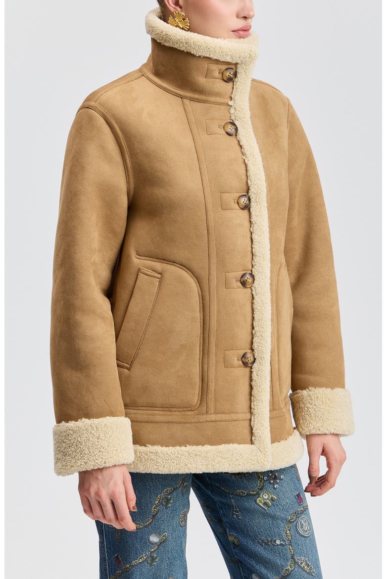 Reversible Faux Shearling Coat, Alternate, color, VANILLA