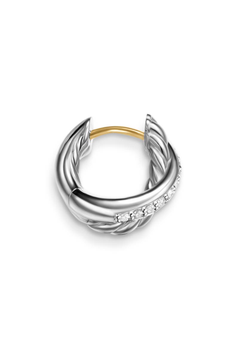 David Yurman Crossover Huggie Hoop Earrings in Sterling Silver with Diamonds, 12.4mm, Alternate, color, Sterling Silver