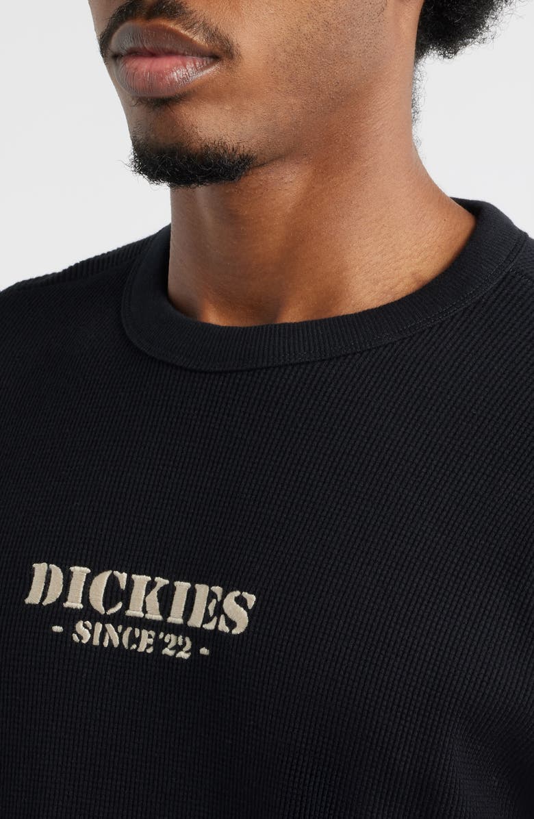 Dickies Embroidered Logo Long Sleeve Cotton Waffle T-Shirt, Alternate, color, Black