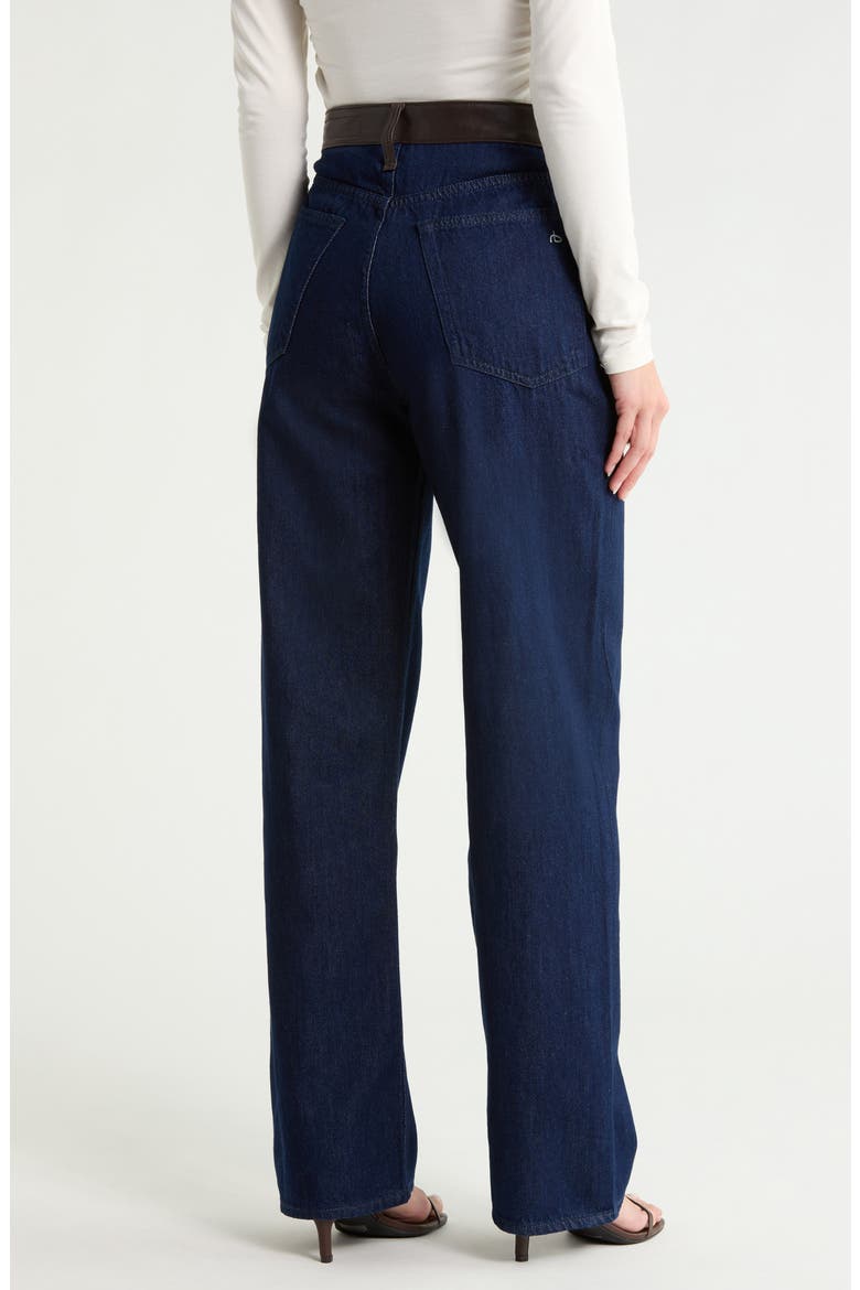 Lori Faux Leather Trim Wide Leg Jeans, Alternate, color, RINSE COMBO