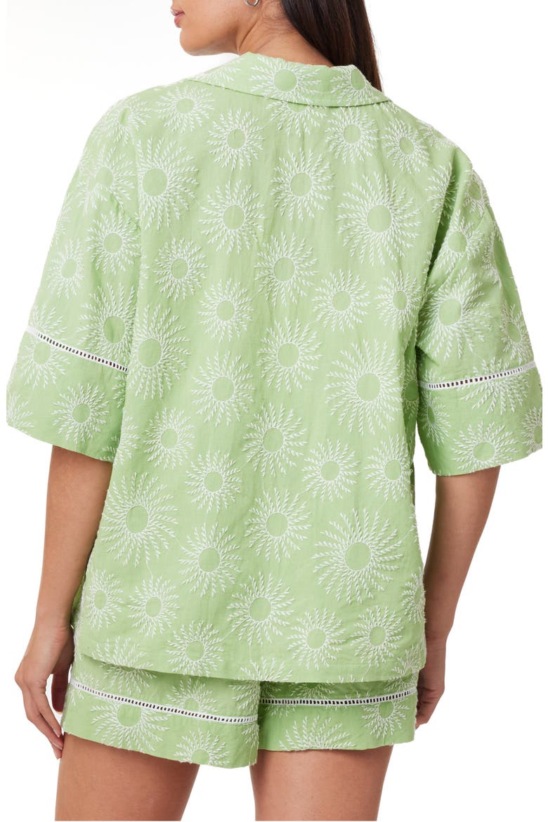 Embroidered Cotton & Linen Camp Shirt, Alternate, color, PISTACHIO