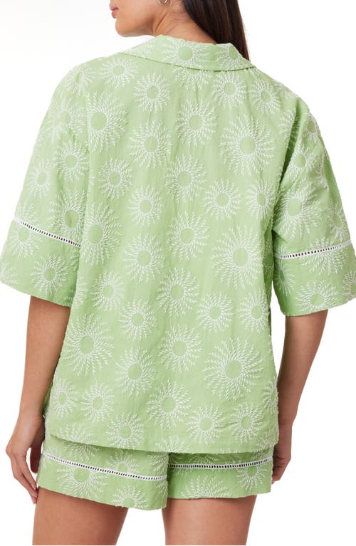Scotch & Soda Floral-embroidered Shirt In Pistachio