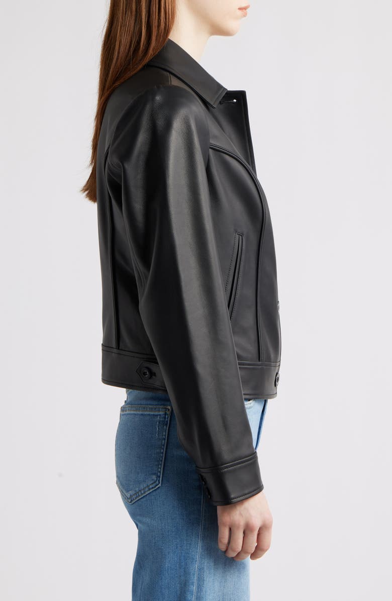 Michael Kors Short Leather Jacket, Alternate, color, Black