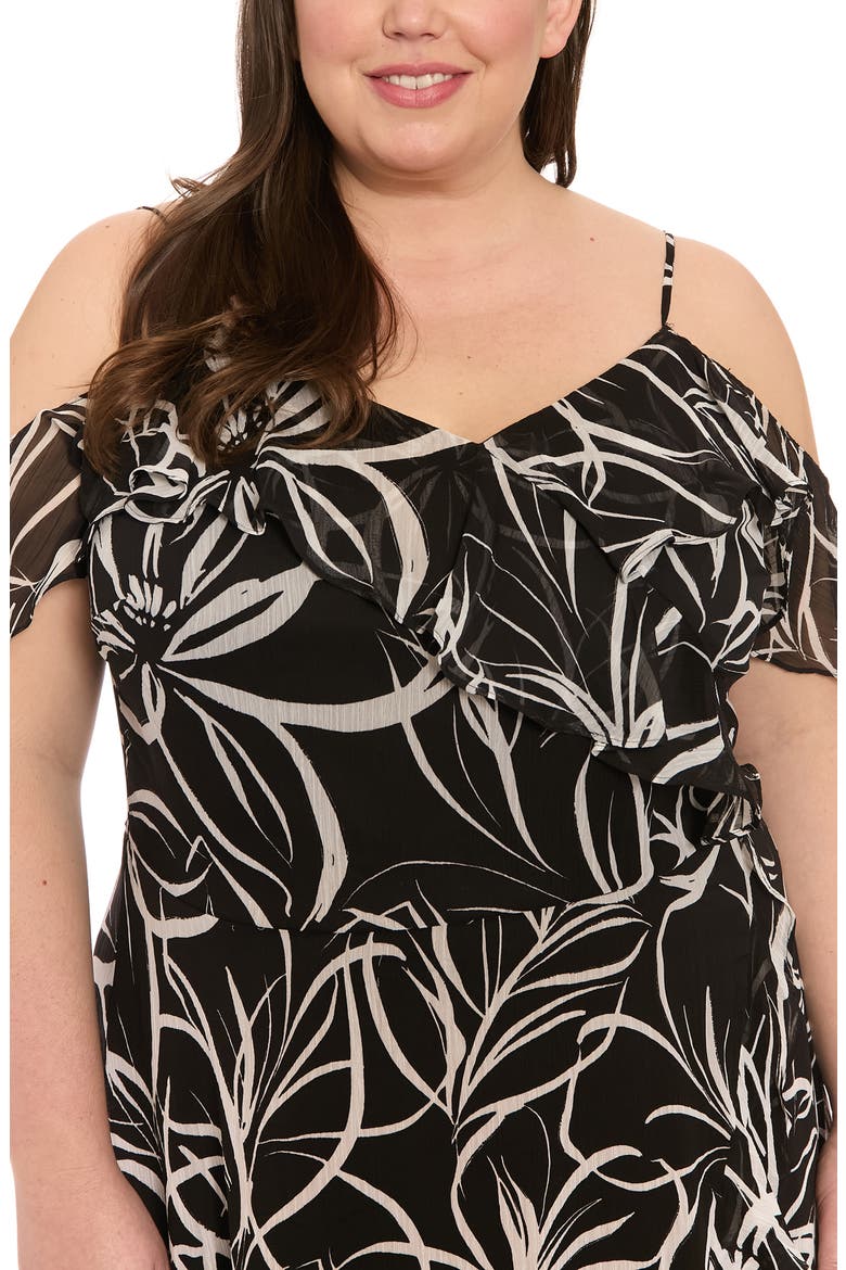 Cold Shoulder Wrap Maxi Dress, Alternate, color, BLACK/ WHITE