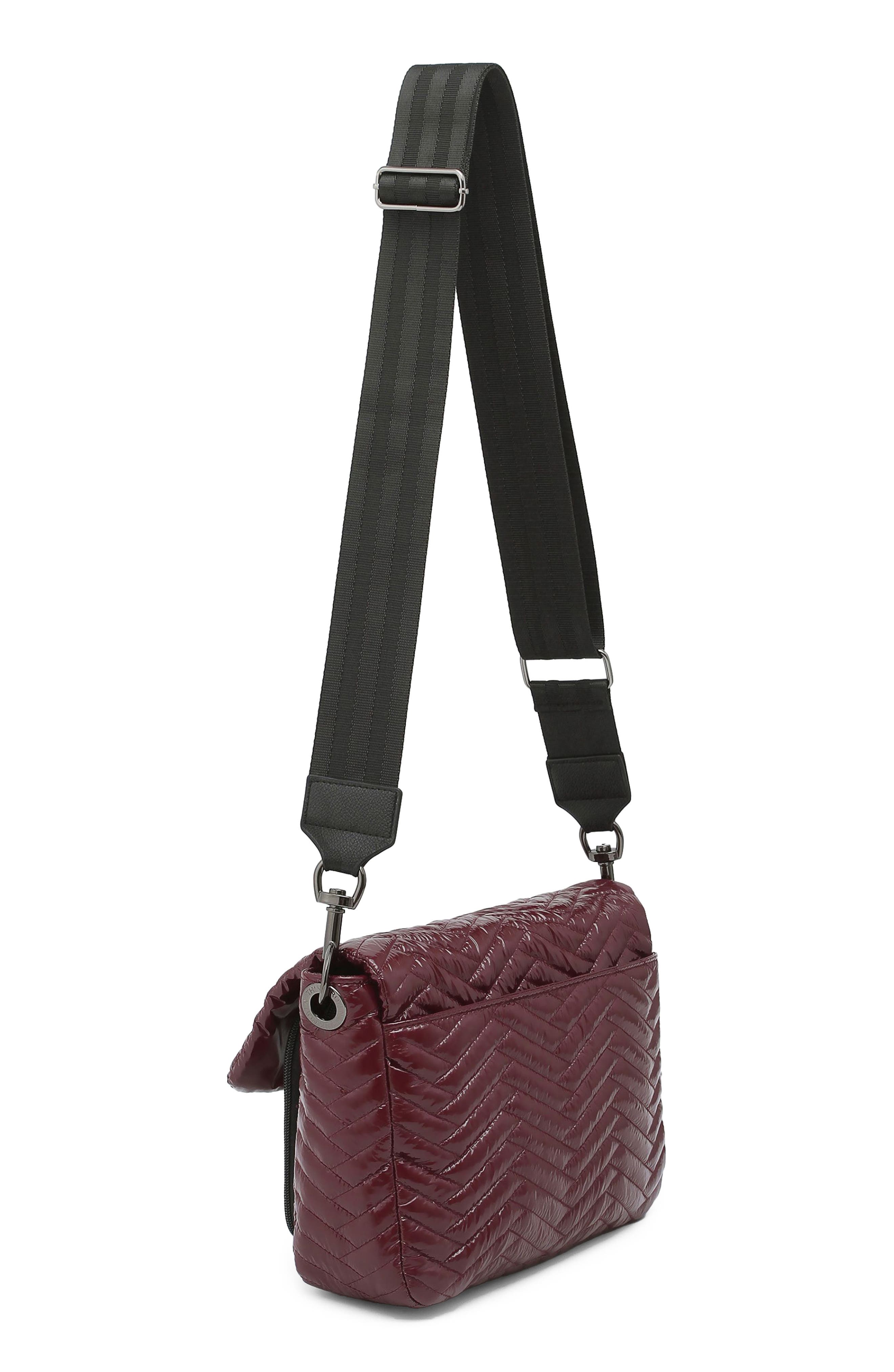 The Muse Moto Quilting Flap Shoulder Bag, Alternate, color, GLOSSY DEEP BURGUNDY