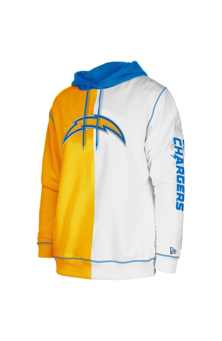 New Era Men's New Era Gold/White Los Angeles Chargers Third Down Split Raglan Pullover Hoodie, Alternate, color, Gold