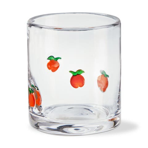 Peach Double Old Fashioned Glass Orange Glass Summer