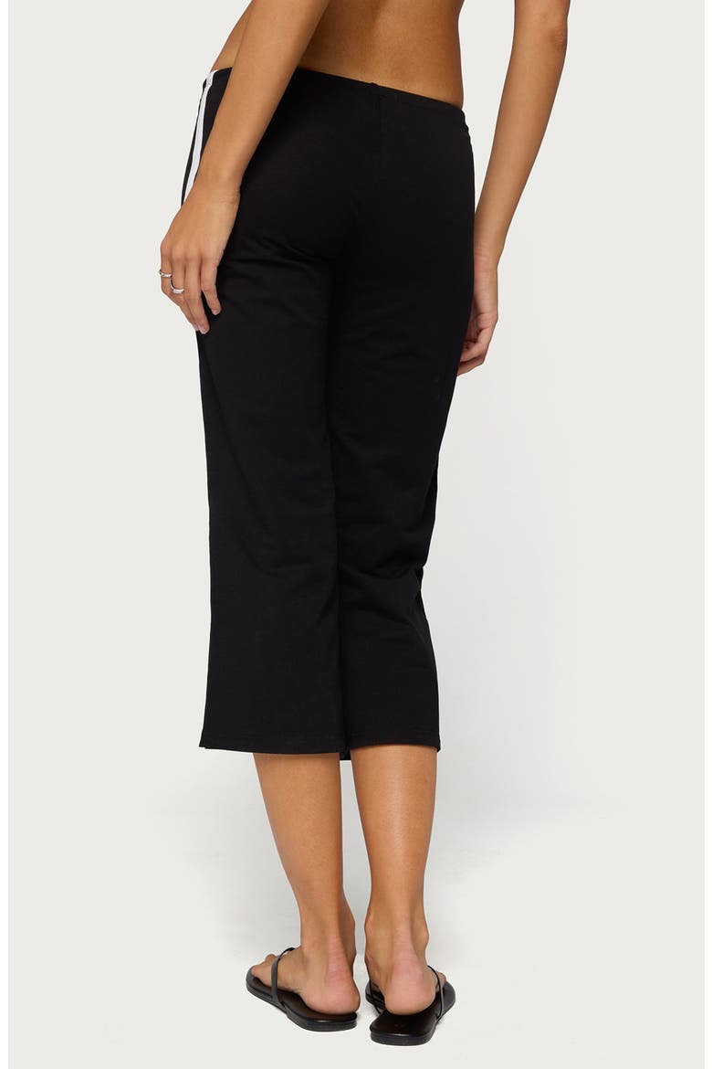 Milene Side Stripe Terry Drawstring Capri Pants, Alternate, color, BLACK