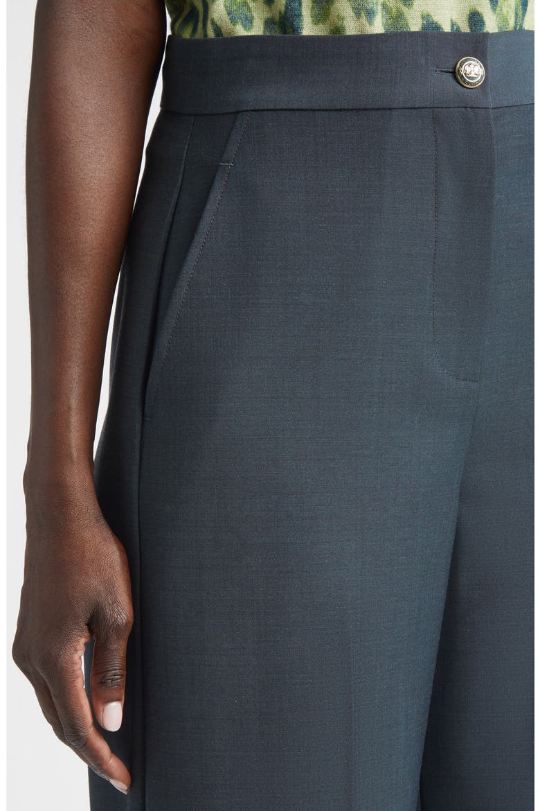 Mélange Wool Blend Stretch Twill Wide Leg Pants, Alternate, color, PINE MELANGE