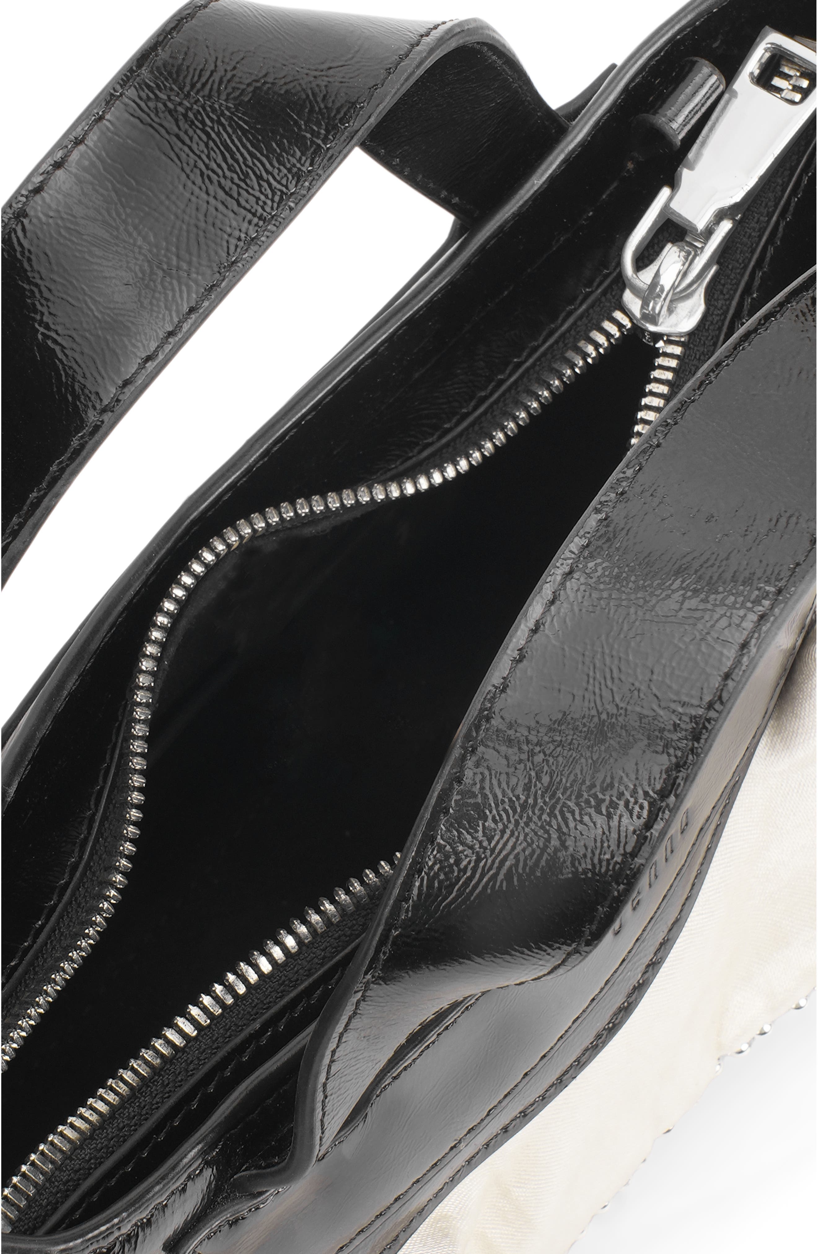 Franca Leather Ruffle Shoulder Bag, Alternate, color, BLACK