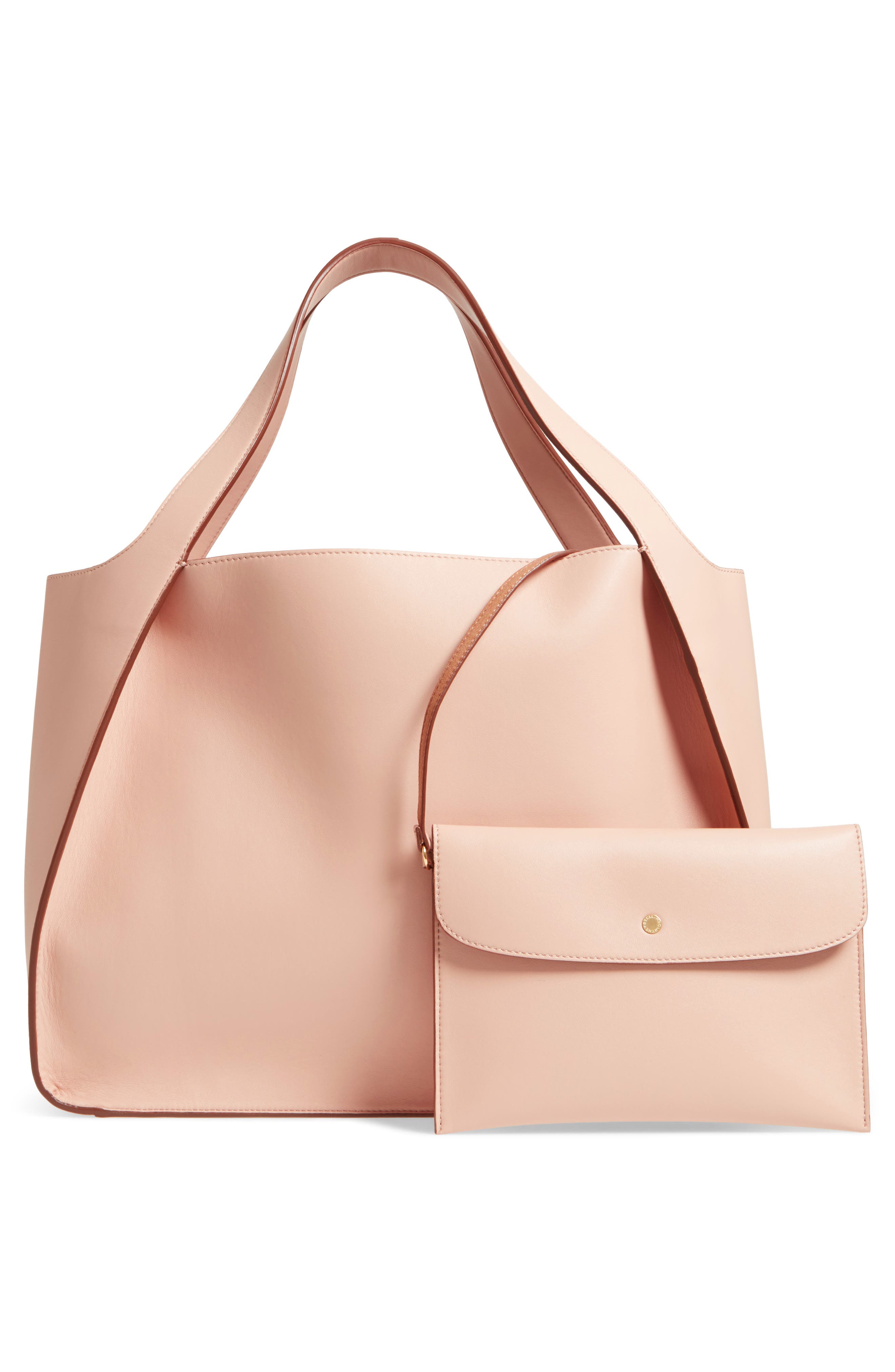 Medium Perforated Logo Faux Leather Tote, Alternate, color, POWDER PINK