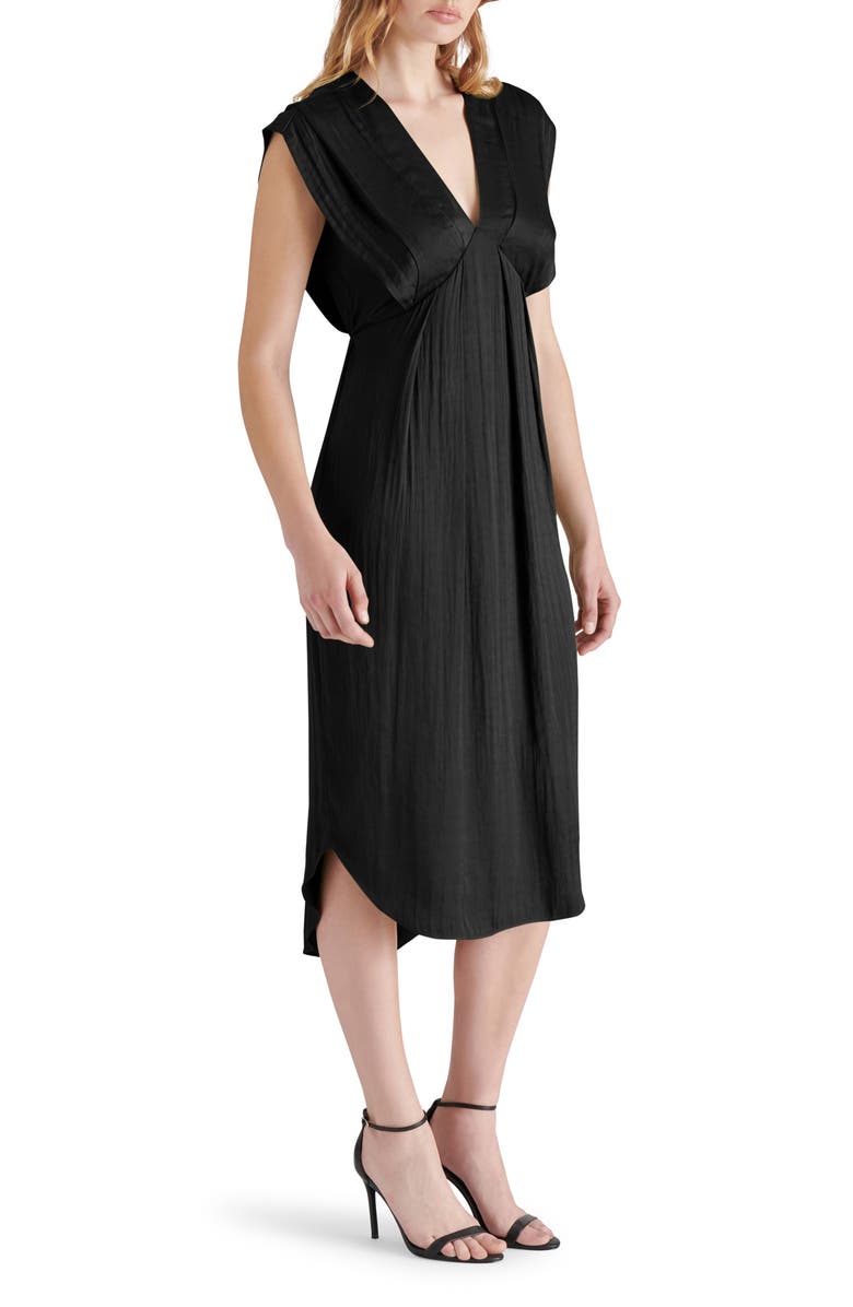 Steve Madden Clarissa Satin Midi Dress, Alternate, color, Black