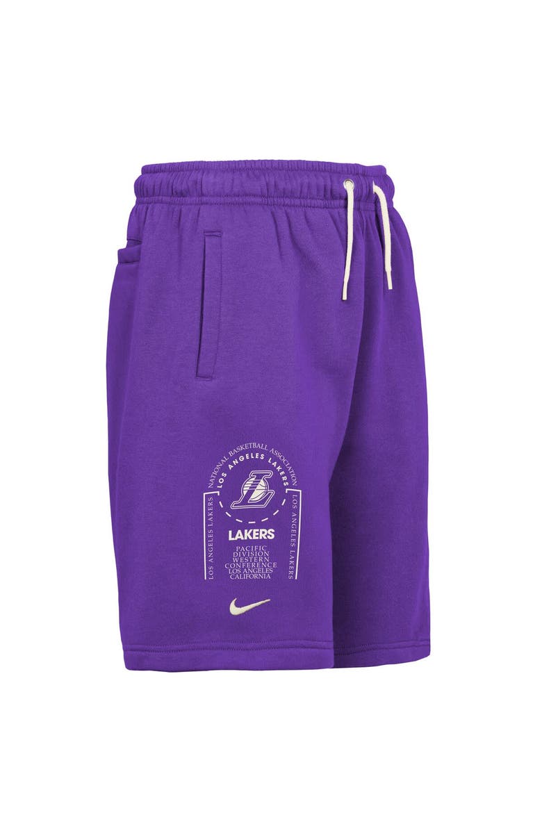 Nike Youth Nike Purple Los Angeles Lakers Courtside Club Fleece Shorts, Alternate, color, Purple