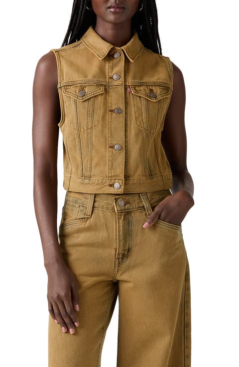 Button Front Denim Vest