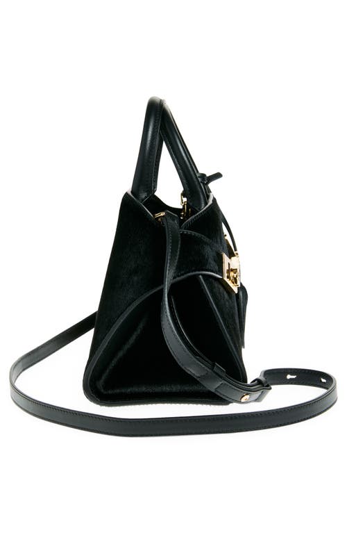 Ferragamo Hug Gancini Small Leather Top-handle Bag In Nero