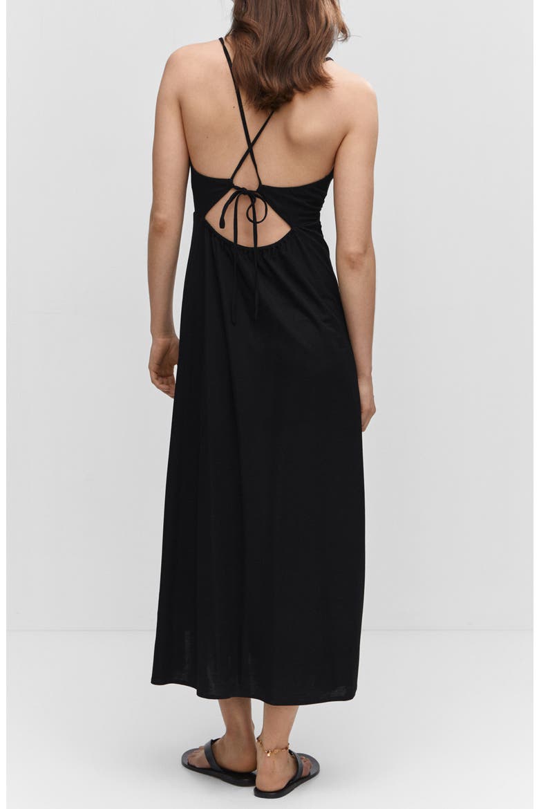 Ruched Cutout Midi Sundress, Alternate, color, BLACK