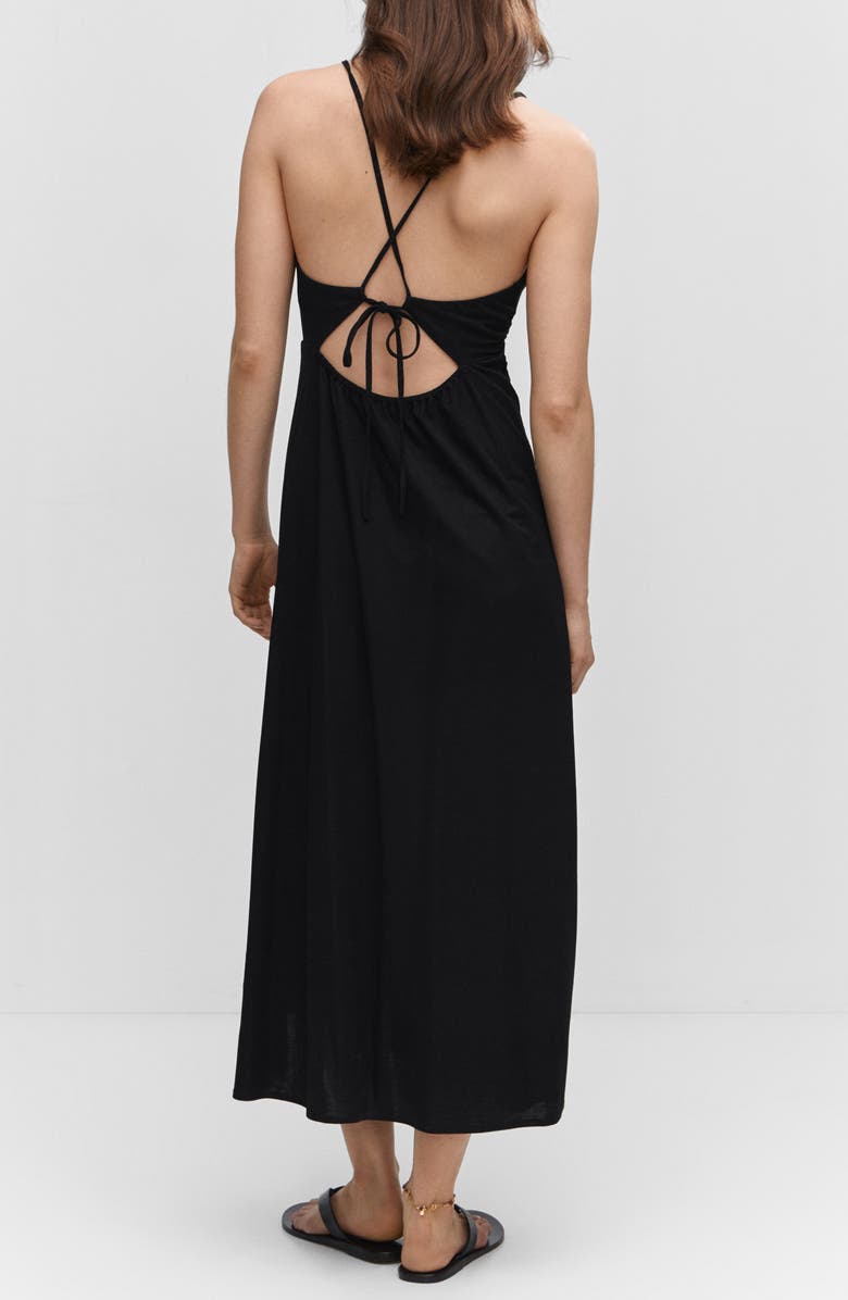MANGO Ruched Cutout Midi Sundress, Alternate, color,