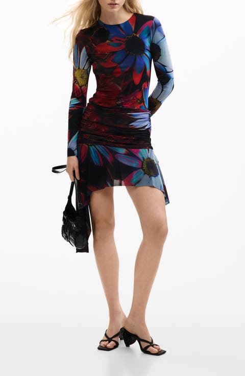 Floral Print Long Sleeve Minidress