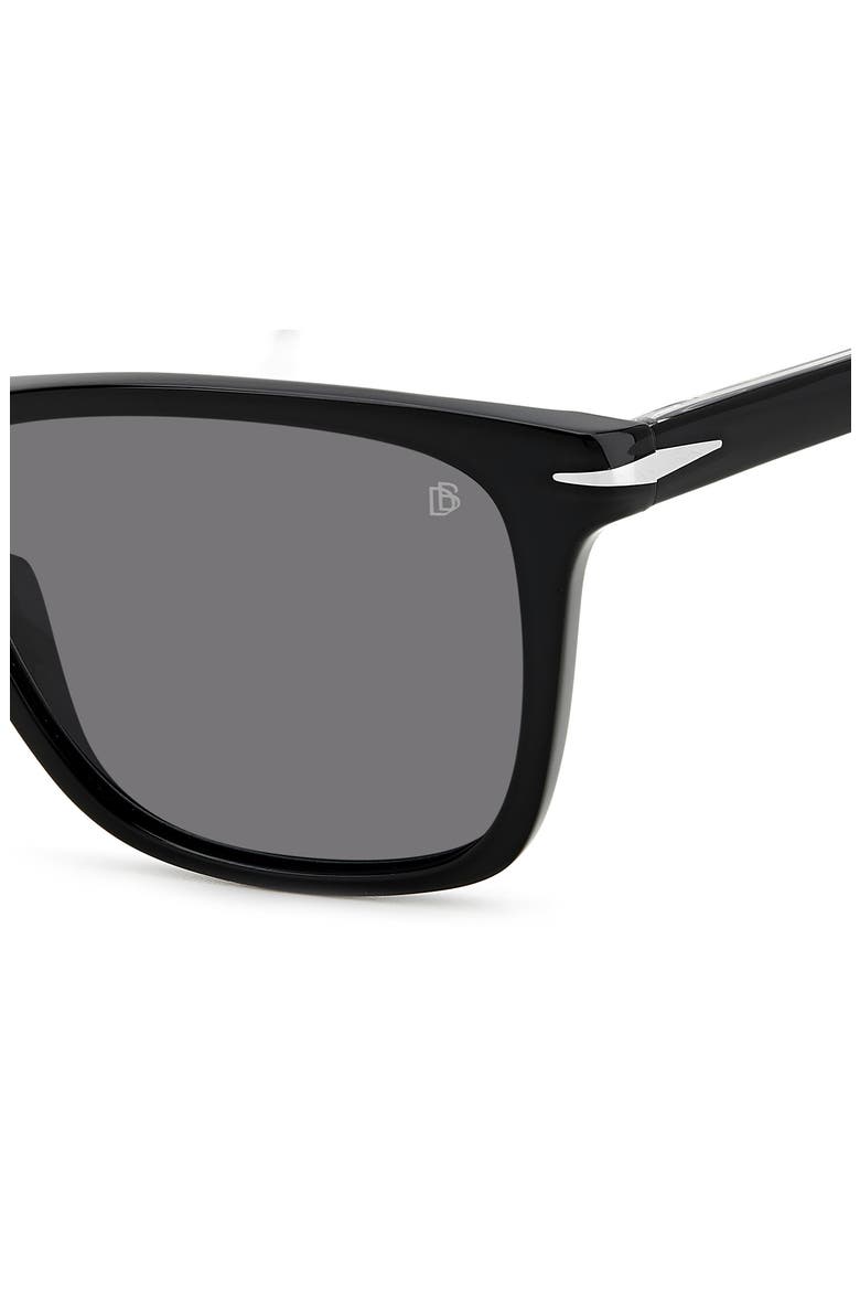 55mm Polarized Rectangular Sunglasses, Alternate, color, BLACK