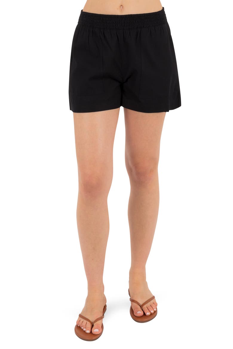 Beach Club Cotton Blend Shorts, Main, color, BLACK