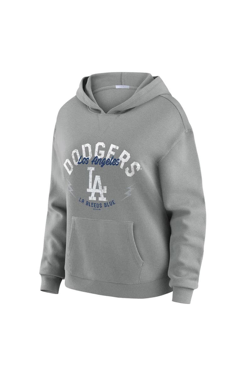 WEAR by Erin Andrews Women's WEAR by Erin Andrews Gray Los Angeles Dodgers Waffle-Knit Long-Sleeve Hoodie & Lounge Pant Set, Alternate, color,