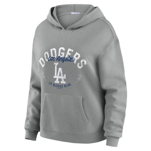 Wear By Erin Andrews Gray Los Angeles Dodgers Waffle-knit Long-sleeve Hoodie & Lounge Pant Set In Gray