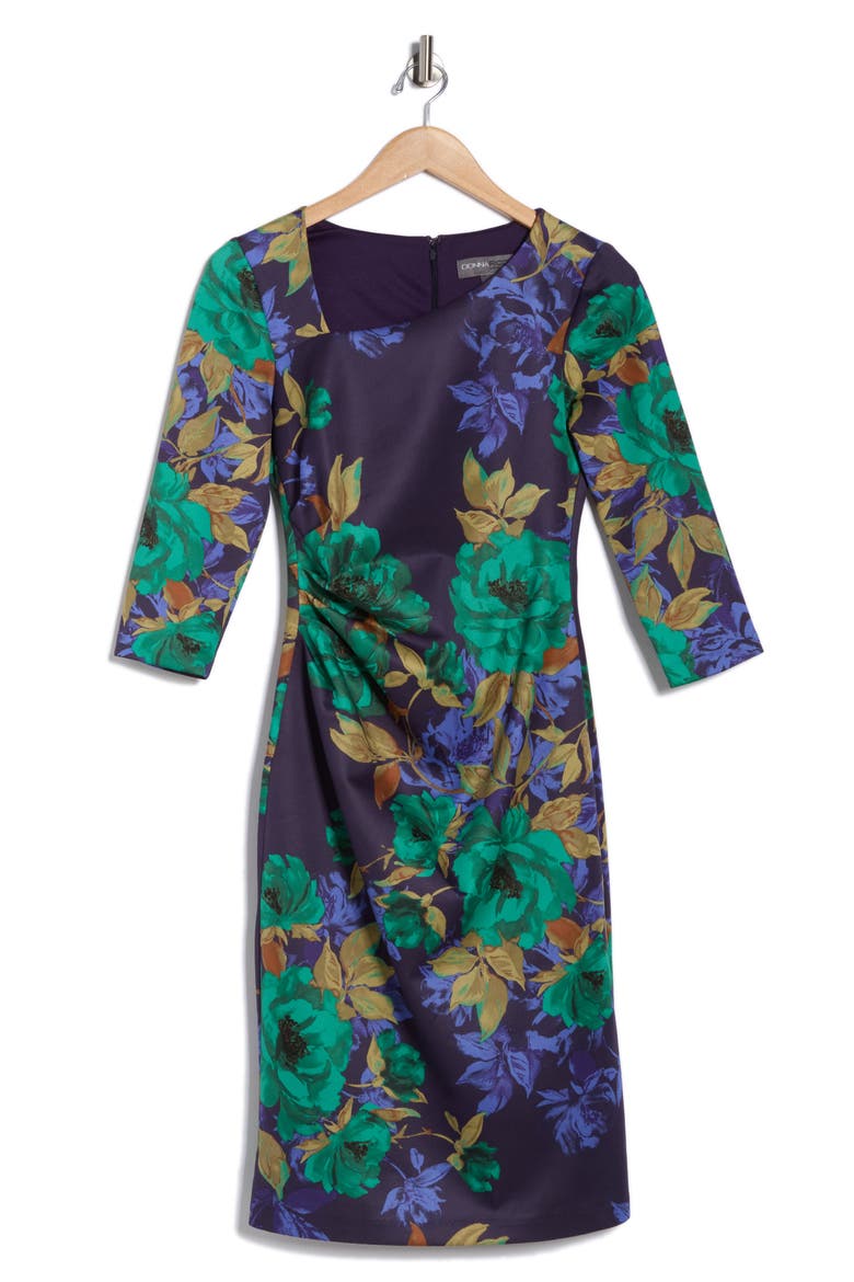 Asymmetric Midi Dress, Alternate, color, NAVY MULTI
