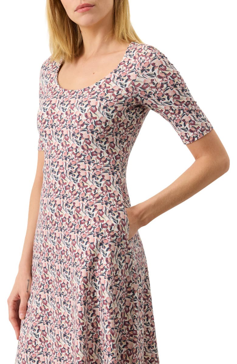 Pact Fit & Flare Signature Scoop Dress Made With Organic Cotton, Alternate, color, Paradise Petals Cream