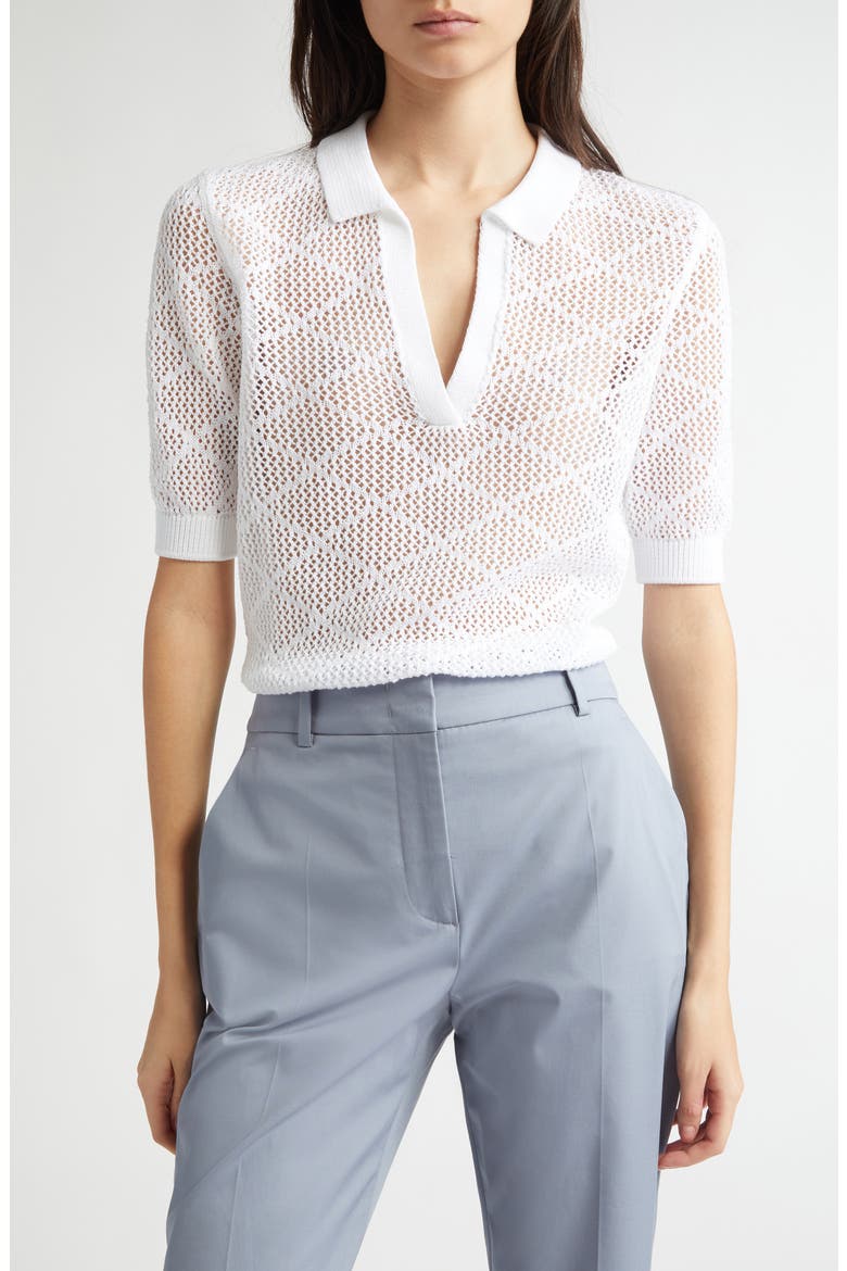 Short Sleeve Polo Sweater, Main, color, WHITE