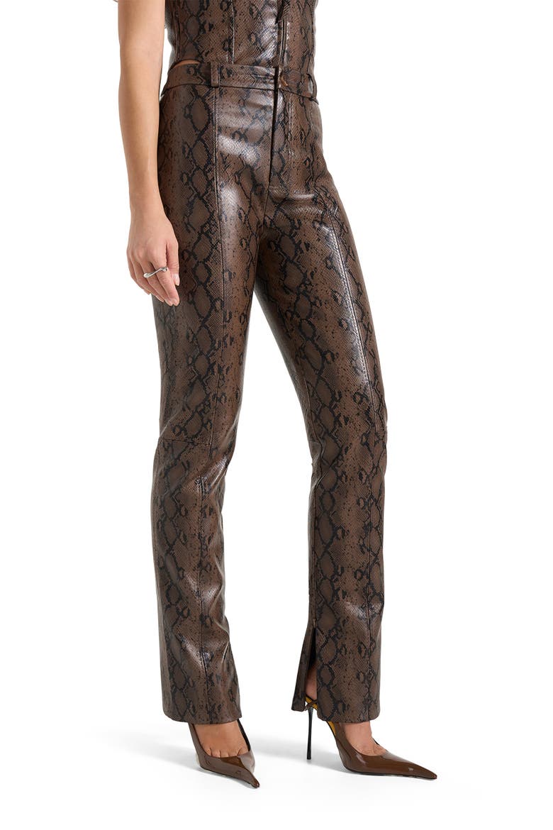 Lucia Python Straight Leg Trousers, Main, color, Brown