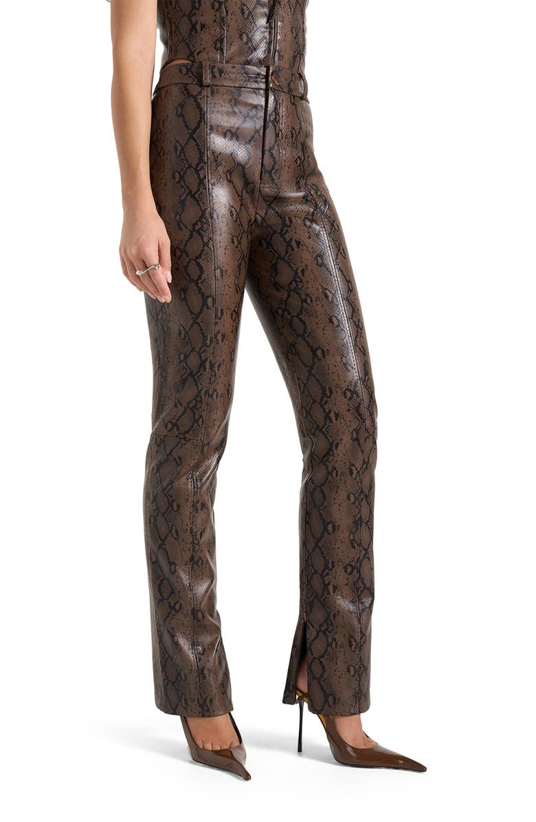 Manière De Voir Lucia Python Straight Leg Trousers, Main, color, Brown