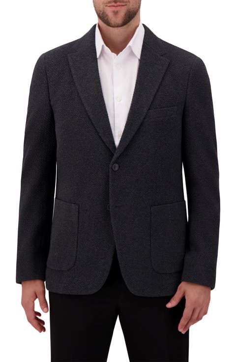 Modern Fit Textured Knit Cotton Blend Sport Coat (Regular, Short & Long)