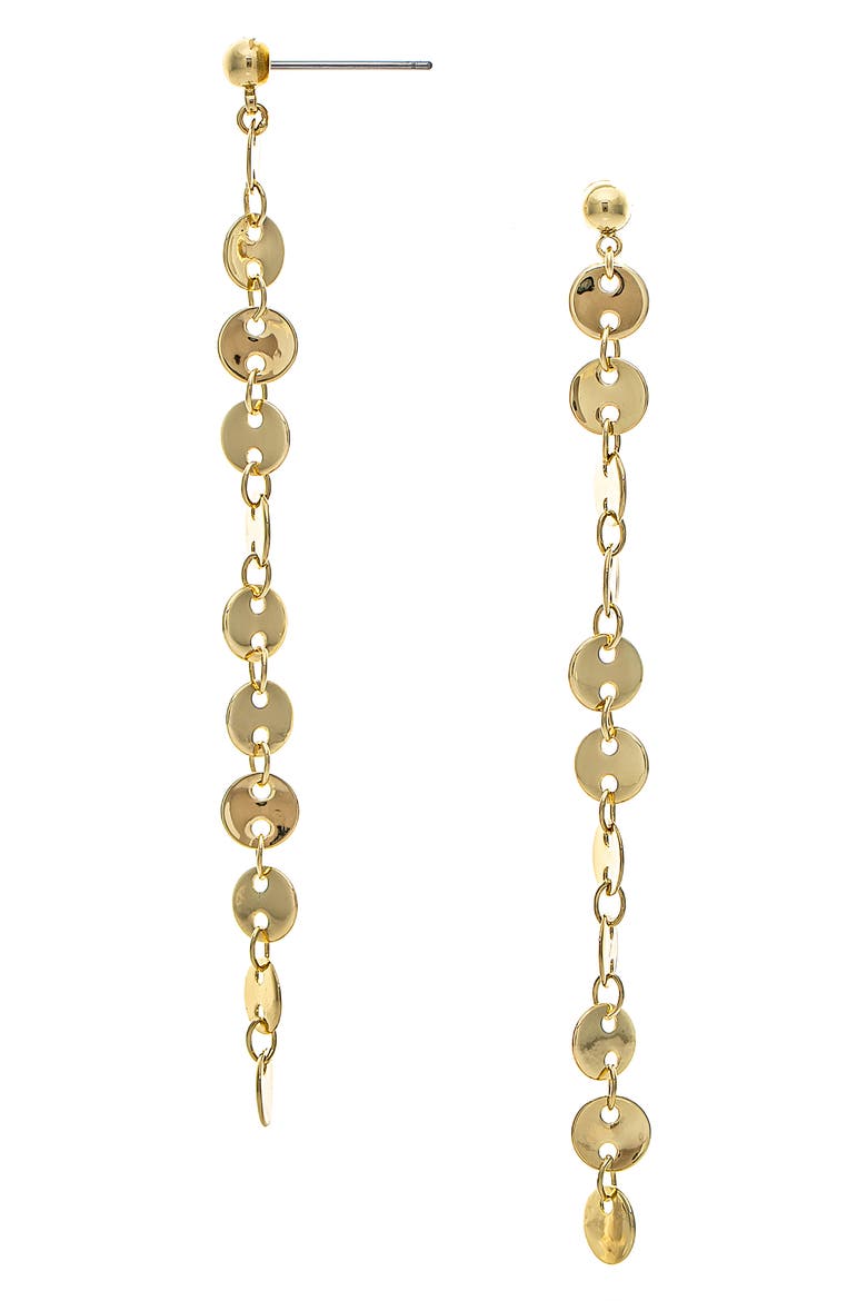 Polished Disc Linear Earrings, Main, color, GOLD POLISHED