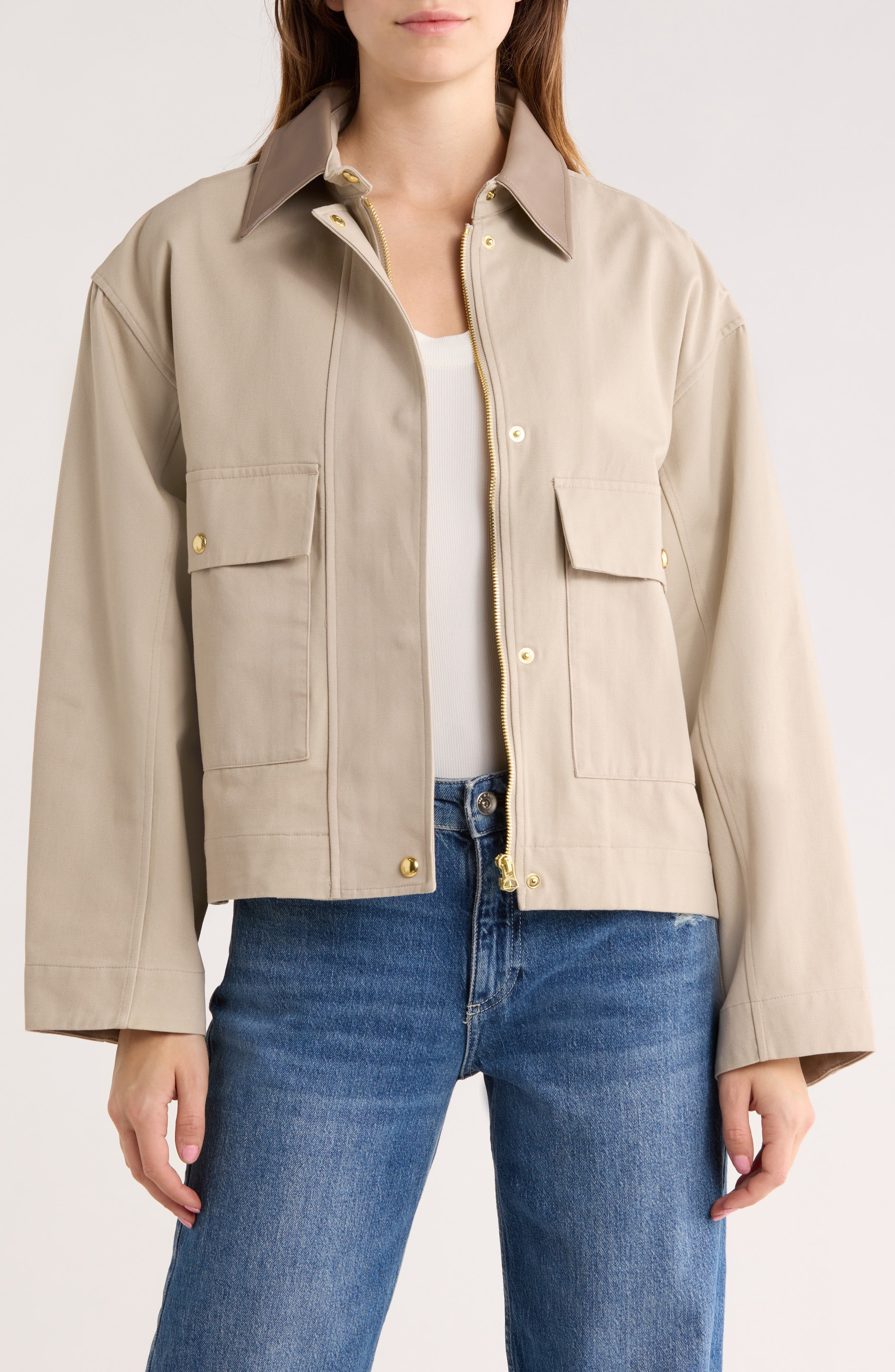 rag & bone Nessa Faux Leather Collar Coat