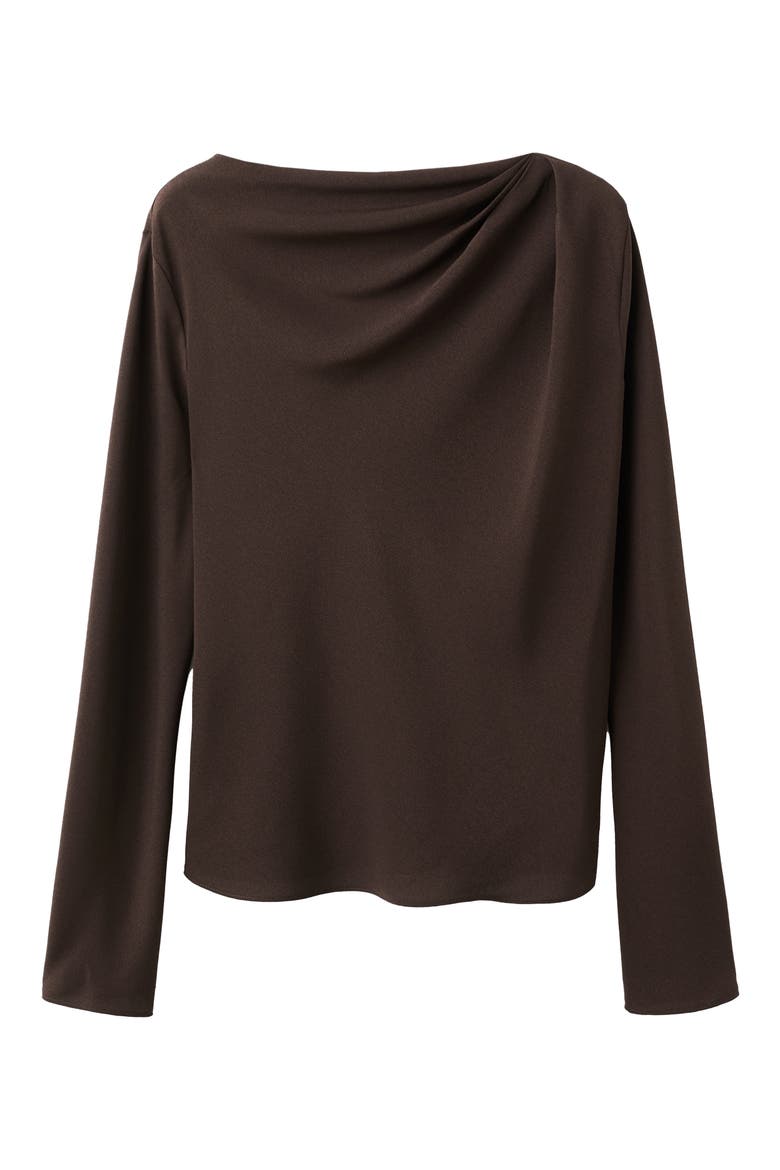 Long Sleeve Drape Bateau Neck Top, Alternate, color, BROWN