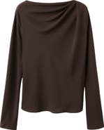 MANGO Long Sleeve Drape Bateau Neck Top