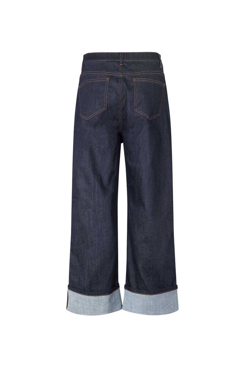 MaPalvessa Loose Fit Turn Up Jeans, Alternate, color, Dark Denim
