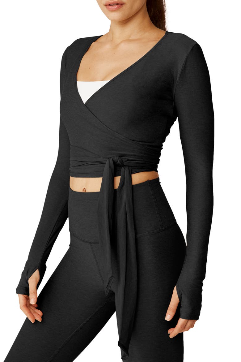 Featherweight Waist No Time Wrap Top, Alternate, color, DARKEST NIGHT