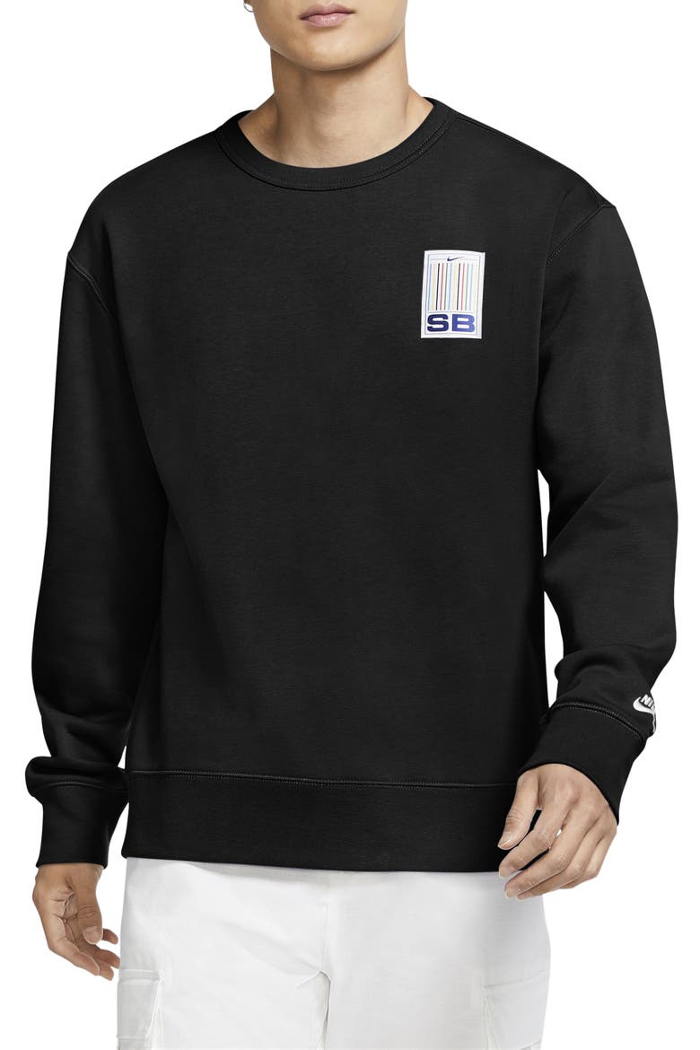 Nike Stripes Crewneck Sweatshirt, Main, color, BLACK/ WHITE