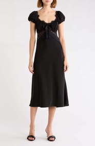 WAYF Mira Lace Trim Puff Sleeve Dress